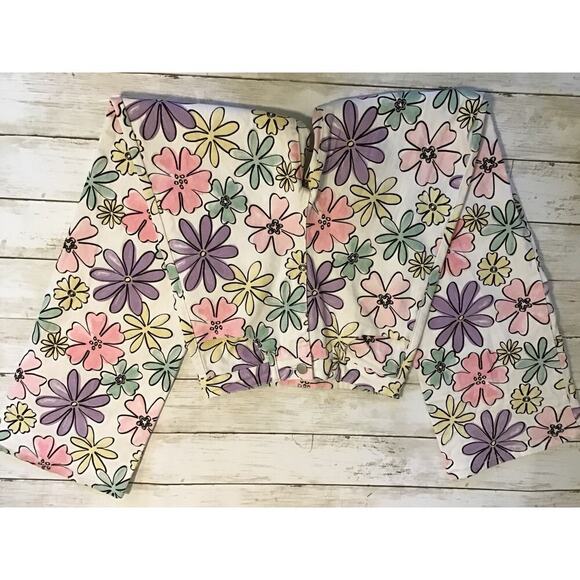 Hippie Boho Cottage core HIGH RISE Floral denim flare jeans Small - Picture 6 of 9